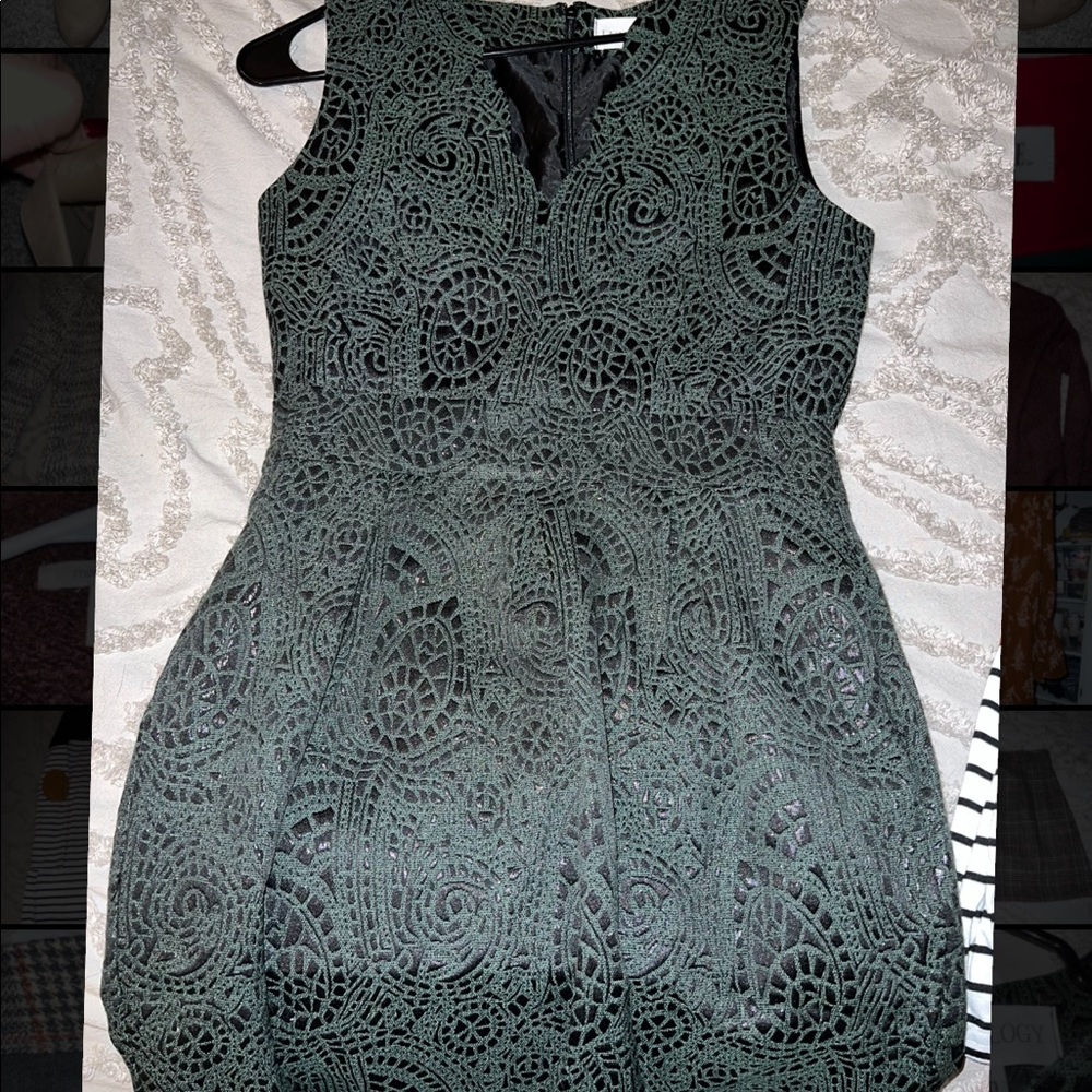 green and black dress